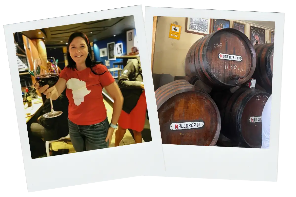 Heidi enjoying Malaga wine