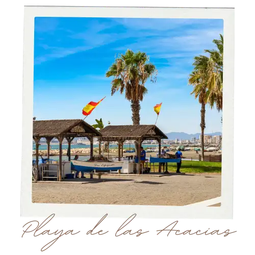 Sandy beach in Malaga with Mediterranean sea